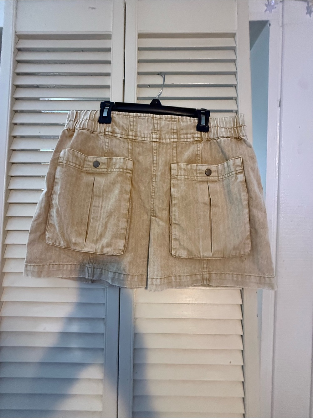 Free People Beige Mini Skirt with Front Patch Pockets